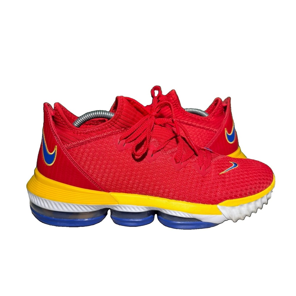 Nike LeBron XVI 16 Low SuperBron Red Yellow Basketball Shoes Men's Size 9.5